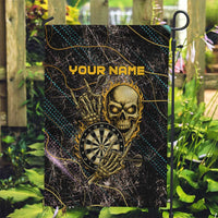 Personalized Skull and Darts Graphic Garden Flag with Neon Design - Wonder Print Shop