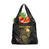 Personalized Skull and Darts Graphic Grocery Bag with Neon Design - Wonder Print Shop