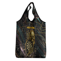 Personalized Skull and Darts Graphic Grocery Bag with Neon Design - Wonder Print Shop