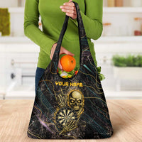 Personalized Skull and Darts Graphic Grocery Bag with Neon Design - Wonder Print Shop