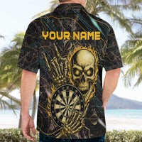Personalized Skull and Darts Graphic Hawaiian Shirt with Neon Design - Wonder Print Shop