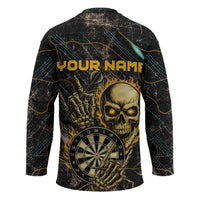 Personalized Skull and Darts Graphic Hockey Jersey with Neon Design - Wonder Print Shop