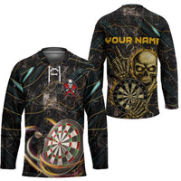 Personalized Skull and Darts Graphic Hockey Jersey with Neon Design - Wonder Print Shop