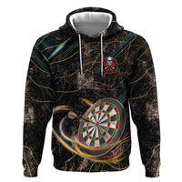 Personalized Skull and Darts Graphic Hoodie with Neon Design - Wonder Print Shop