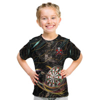 Personalized Skull and Darts Graphic Kid T Shirt with Neon Design - Wonder Print Shop