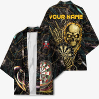 Personalized Skull and Darts Graphic Kimono with Neon Design - Wonder Print Shop