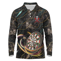 Personalized Skull and Darts Graphic Long Sleeve Polo Shirt with Neon Design - Wonder Print Shop