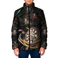 Personalized Skull and Darts Graphic Padded Jacket with Neon Design - Wonder Print Shop
