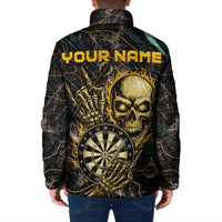 Personalized Skull and Darts Graphic Padded Jacket with Neon Design - Wonder Print Shop
