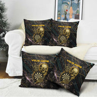Personalized Skull and Darts Graphic Pillow Cover with Neon Design - Wonder Print Shop