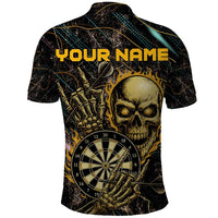 Personalized Skull and Darts Graphic Polo Shirt with Neon Design - Wonder Print Shop
