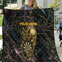 Personalized Skull and Darts Graphic Quilt with Neon Design - Wonder Print Shop