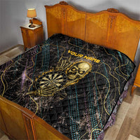 Personalized Skull and Darts Graphic Quilt with Neon Design - Wonder Print Shop