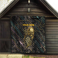 Personalized Skull and Darts Graphic Quilt with Neon Design - Wonder Print Shop