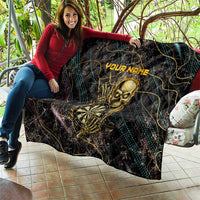 Personalized Skull and Darts Graphic Quilt with Neon Design - Wonder Print Shop