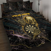 Personalized Skull and Darts Graphic Quilt Bed Set with Neon Design - Wonder Print Shop