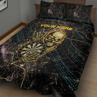 Personalized Skull and Darts Graphic Quilt Bed Set with Neon Design - Wonder Print Shop