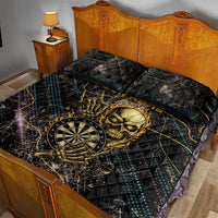Personalized Skull and Darts Graphic Quilt Bed Set with Neon Design - Wonder Print Shop