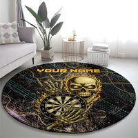 Personalized Skull and Darts Graphic Round Carpet with Neon Design - Wonder Print Shop