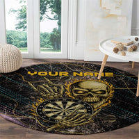 Personalized Skull and Darts Graphic Round Carpet with Neon Design - Wonder Print Shop