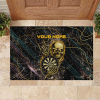 Personalized Skull and Darts Graphic Rubber Doormat with Neon Design - Wonder Print Shop