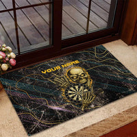 Personalized Skull and Darts Graphic Rubber Doormat with Neon Design - Wonder Print Shop