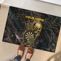 Personalized Skull and Darts Graphic Rubber Doormat with Neon Design - Wonder Print Shop