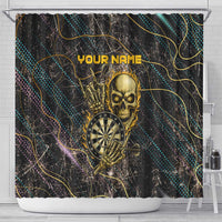 Personalized Skull and Darts Graphic Shower Curtain with Neon Design - Wonder Print Shop