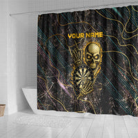 Personalized Skull and Darts Graphic Shower Curtain with Neon Design - Wonder Print Shop