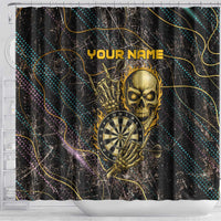 Personalized Skull and Darts Graphic Shower Curtain with Neon Design - Wonder Print Shop