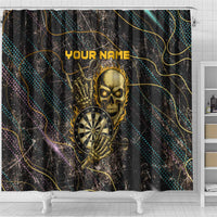 Personalized Skull and Darts Graphic Shower Curtain with Neon Design - Wonder Print Shop