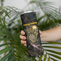 Personalized Skull and Darts Graphic Skinny Tumbler with Neon Design - Wonder Print Shop