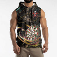 Personalized Skull and Darts Graphic Sleeveless Hoodie with Neon Design - Wonder Print Shop