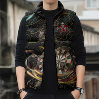 Personalized Skull and Darts Graphic Sleeveless Puffer Jacket with Neon Design - Wonder Print Shop