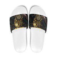 Personalized Skull and Darts Graphic Slide Sandals with Neon Design - Wonder Print Shop
