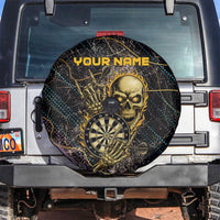 Personalized Skull and Darts Graphic Spare Tire Cover with Neon Design - Wonder Print Shop