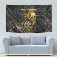 Personalized Skull and Darts Graphic Tapestry with Neon Design - Wonder Print Shop