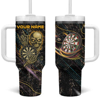 Personalized Skull and Darts Graphic Tumbler With Handle with Neon Design - Wonder Print Shop