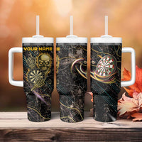 Personalized Skull and Darts Graphic Tumbler With Handle with Neon Design - Wonder Print Shop