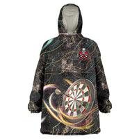 Personalized Skull and Darts Graphic Wearable Blanket Hoodie with Neon Design - Wonder Print Shop