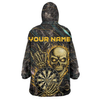 Personalized Skull and Darts Graphic Wearable Blanket Hoodie with Neon Design - Wonder Print Shop
