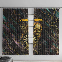 Personalized Skull and Darts Graphic Window Curtain with Neon Design - Wonder Print Shop