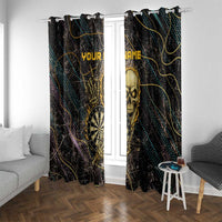 Personalized Skull and Darts Graphic Window Curtain with Neon Design - Wonder Print Shop