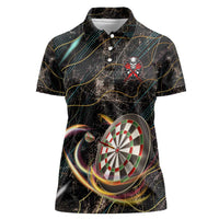 Personalized Skull and Darts Graphic Women Polo Shirt with Neon Design - Wonder Print Shop
