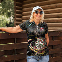 Personalized Skull and Darts Graphic Women Polo Shirt with Neon Design - Wonder Print Shop