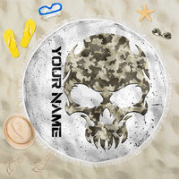 Personalized Camouflage Skull and American Flag Darts Beach Blanket - Wonder Print Shop