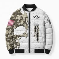 Personalized Camouflage Skull and American Flag Darts Bomber Puffer Jacket - Wonder Print Shop