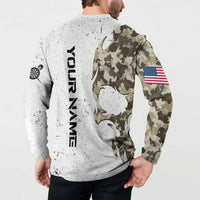 Personalized Camouflage Skull and American Flag Darts Button Sweatshirt - Wonder Print Shop