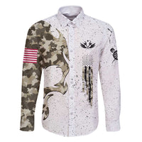 Personalized Camouflage Skull and American Flag Darts Family Matching Off Shoulder Maxi Dress and Hawaiian Shirt - Wonder Print Shop