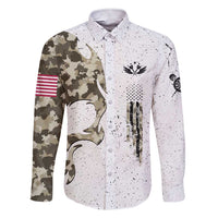 Personalized Camouflage Skull and American Flag Darts Family Matching Short Sleeve Bodycon Dress and Hawaiian Shirt - Wonder Print Shop